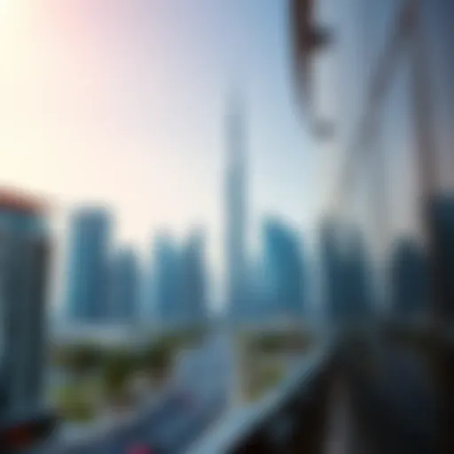 Visual representation of a Dubai skyline with financial overlay