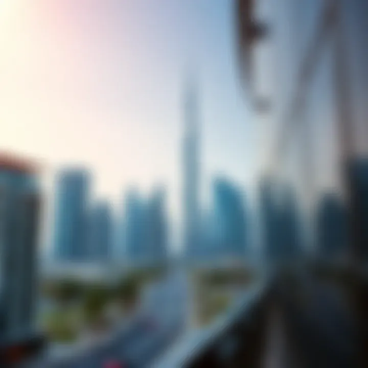 Visual representation of a Dubai skyline with financial overlay