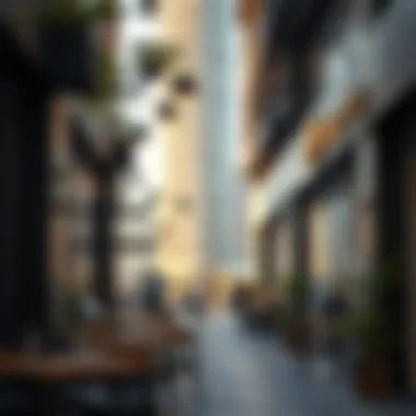 Trendy cafes and shops surrounding Prime Tower area