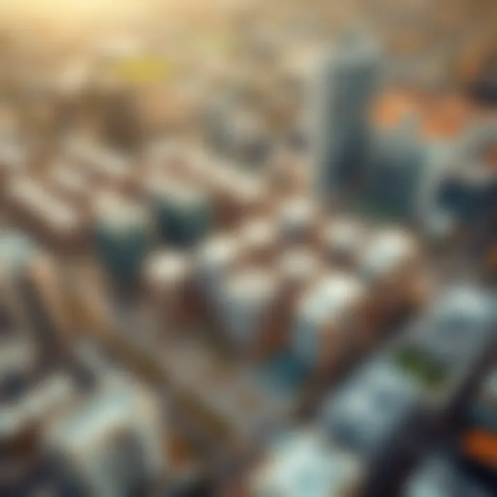 Aerial view of Deyaar Noor Midtown integrated within Dubai's urban landscape