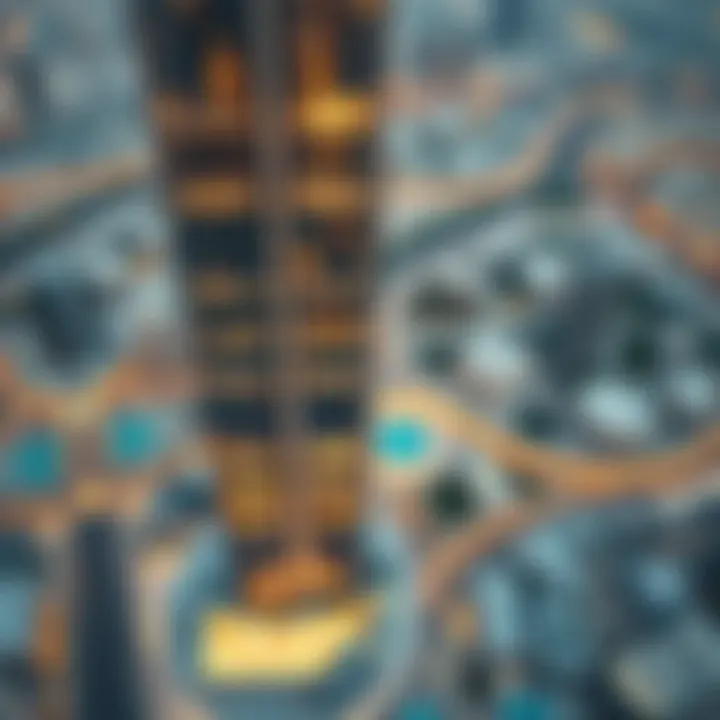Aerial view of Alreem Tower showcasing its modern architecture