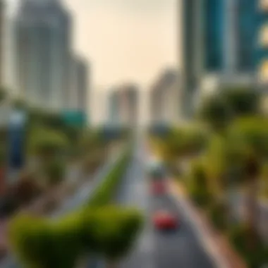 Scenic view of Jumeirah Beach Road lined with lush greenery and vibrant lifestyle offerings