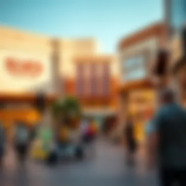 Vibrant shopping atmosphere at an outlet mall in Dubai