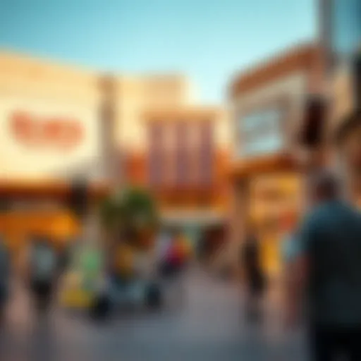 Vibrant shopping atmosphere at an outlet mall in Dubai