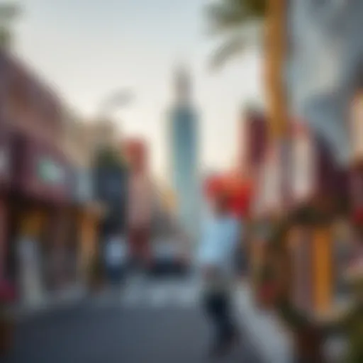 A vibrant street view showcasing the blend of art and commerce in Al Quoz
