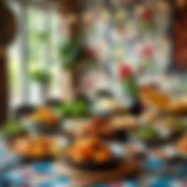 An array of diverse cuisines displayed on a vibrant table