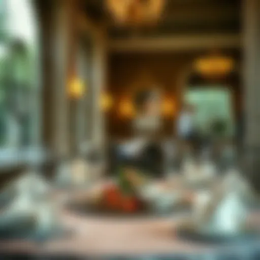 Elegant dining setup with fine china and ambient lighting
