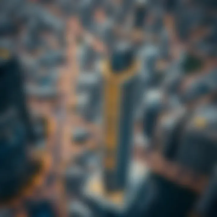 Aerial view of Business Bay highlighting Sol Bay Tower's location