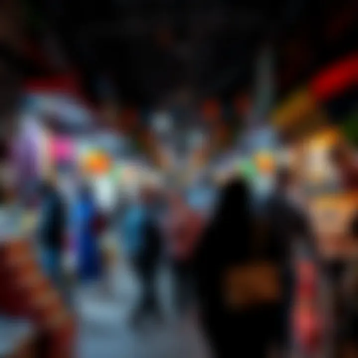 Tourists exploring the colorful stalls and engaging with local vendors at Souk Naif