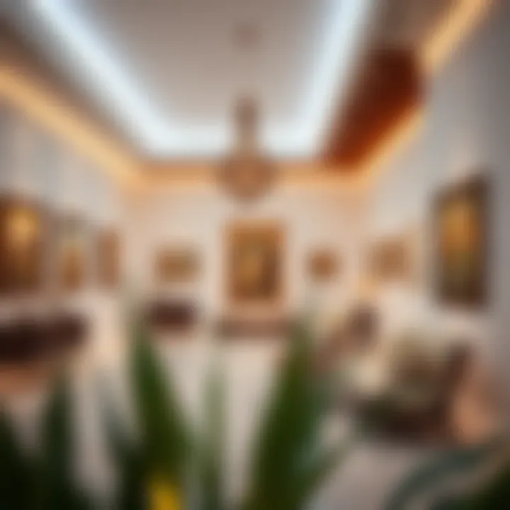 An overview of a contemporary art gallery displaying Tamani Arts