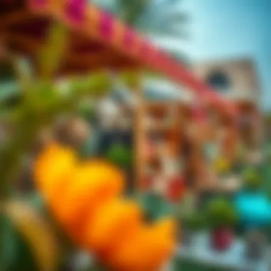 A vibrant outdoor exhibition of Tamani Arts in a Dubai cultural setting
