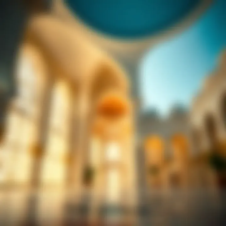 Interior design of the JVC Mosque highlighting its serene atmosphere