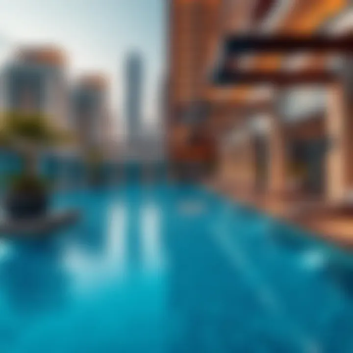 Amenities at Moonsa Residences including a rooftop pool and fitness center