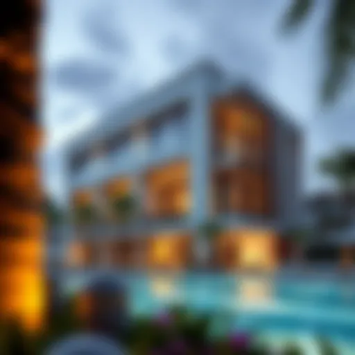 Luxurious exterior view of Moonsa Residences showcasing modern architecture