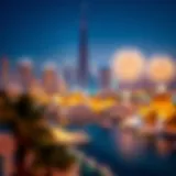 Stunning nighttime skyline of Dubai illuminated by fireworks
