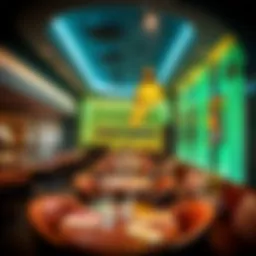 A vibrant interior of a unique restaurant in Al Quoz showcasing modern design.