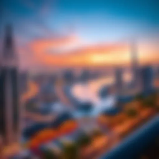 Stunning view of Dubai Marina at sunset