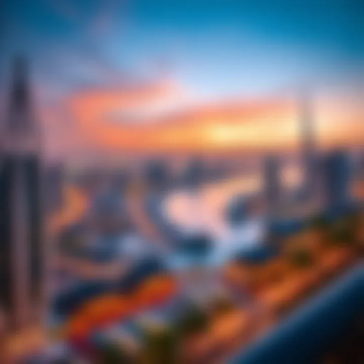 Stunning view of Dubai Marina at sunset