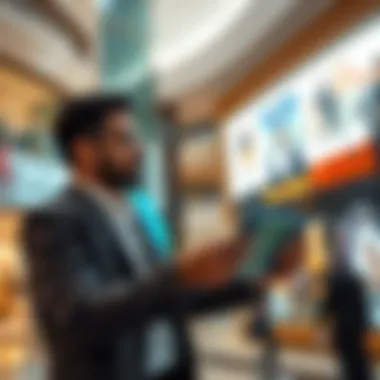 Strategic Location Analysis for Investment Real estate agent analyzing location data in front of a mall