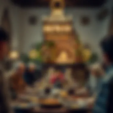 A traditional iftar setting with ornate decorations