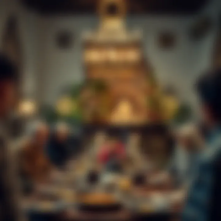 A traditional iftar setting with ornate decorations