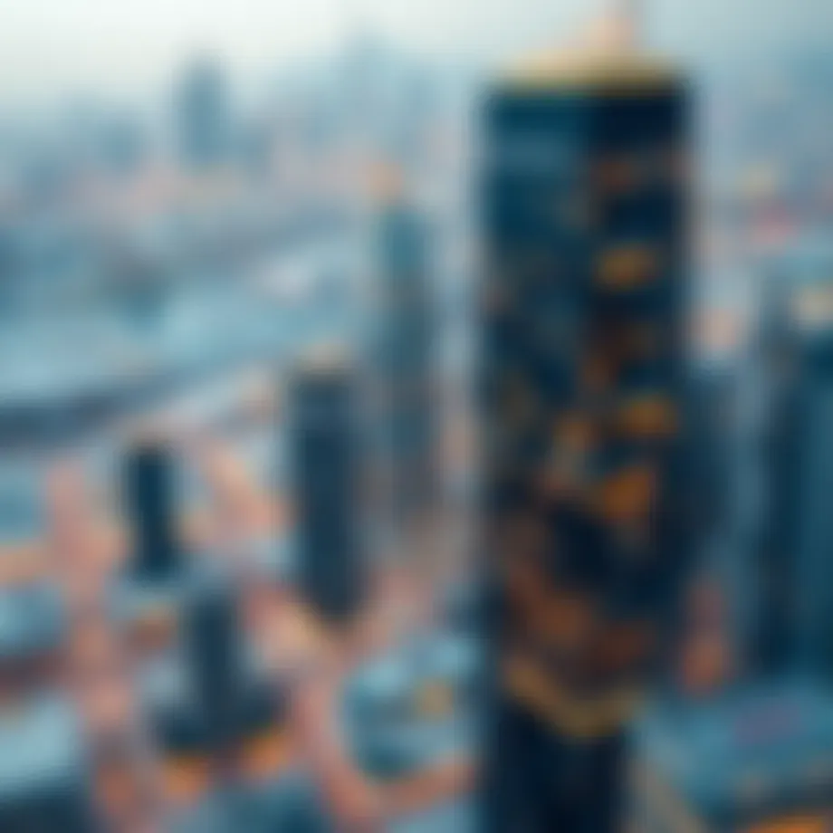 Aerial view of Dubai's skyline with modern office buildings