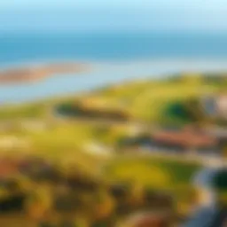 Aerial view of Yas Golf Links showcasing its pristine fairways and lush greenery