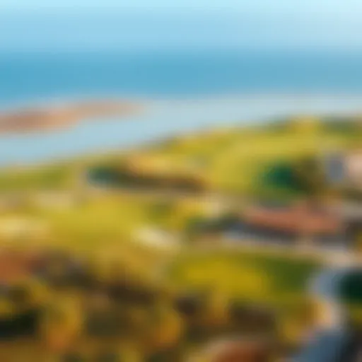 Aerial view of Yas Golf Links showcasing its pristine fairways and lush greenery