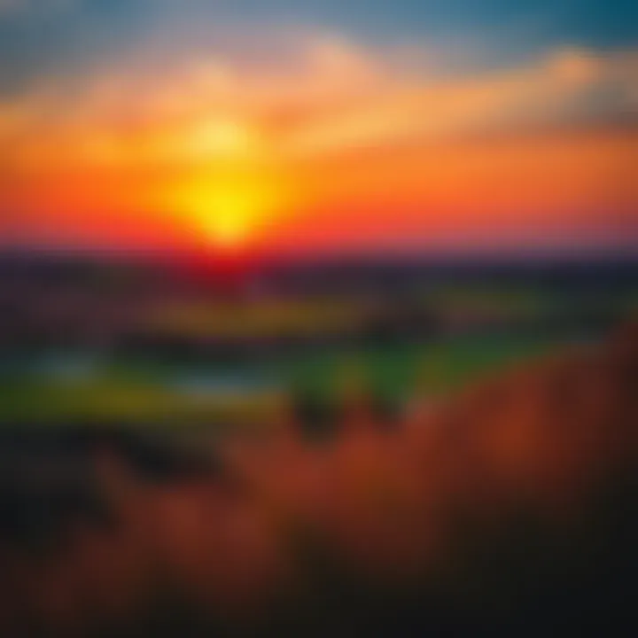 Spectacular sunset over the Yas Golf Links course, highlighting its scenic beauty